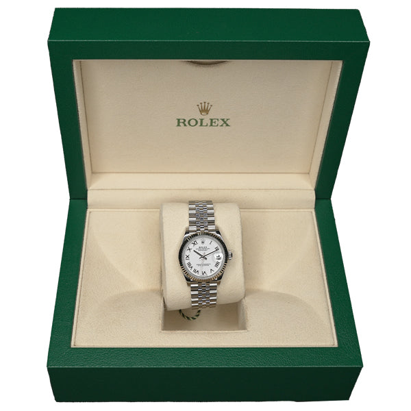 ROLEX DATEJUST SILVER WHITE FACE ROMANX 34MM - 278274