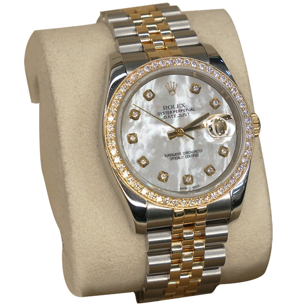 ROLEX DATEJUST TWO TONE STONE PEARL FACE - F934156