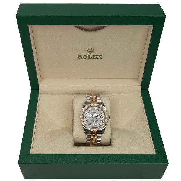 ROLEX DATEJUST TWO TONE STONE PEARL FACE - F934156