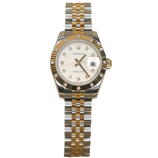 ROLEX DATEJUST TWO TONE WHITE TEXTURE FACE STONE - 179313