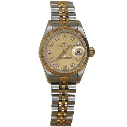 ROLEX DATEJUST TWO TONE GOLD FACE STONE - 69163