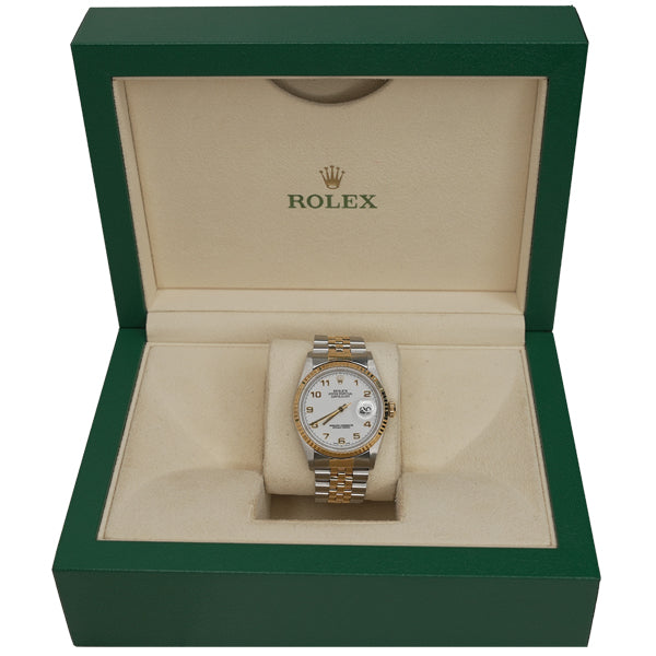 ROLEX DATEJUST TWO TONE WHITE FACE - 16233