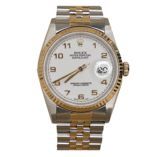 ROLEX DATEJUST TWO TONE WHITE FACE - 16233