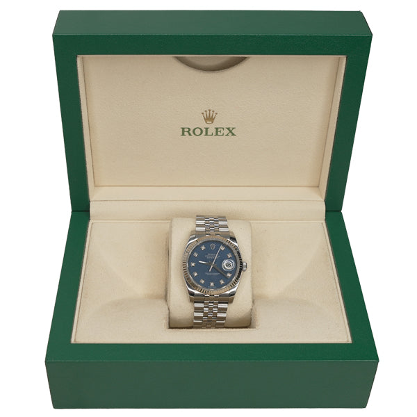 ROLEX DATEJUST SILVER BLUE FACE STONE - 116234