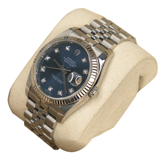 ROLEX DATEJUST SILVER BLUE FACE STONE - 116234