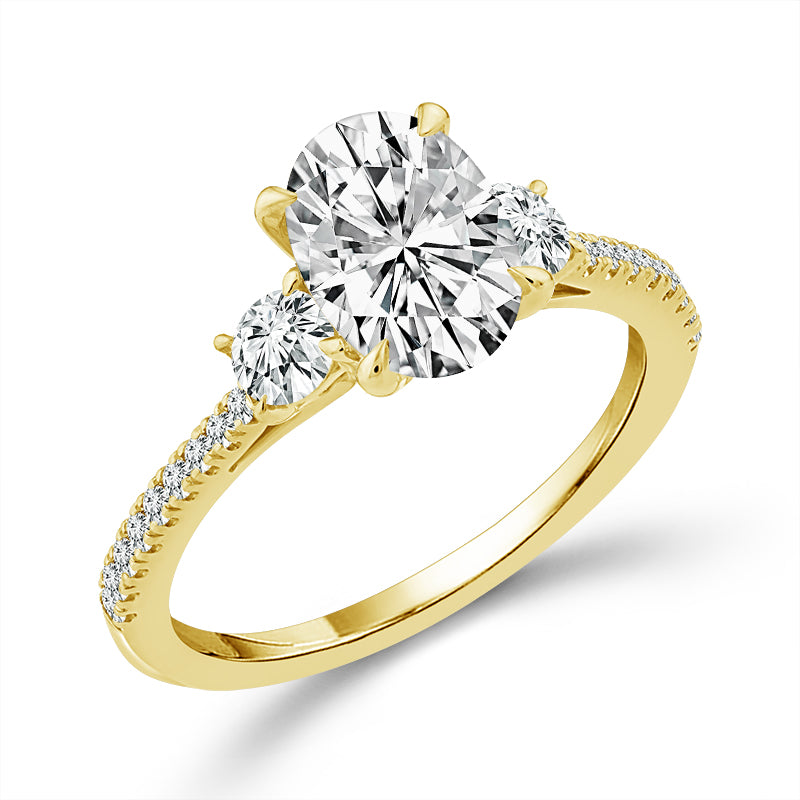 Diamond Bridal Ring 1 1/2 ct tw Center OV 14k Yellow Gold