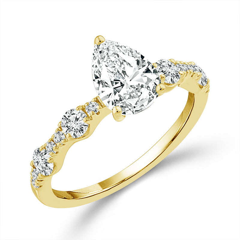 Diamond Bridal Ring 1 1/2 ct tw Center PE 14k Yellow Gold