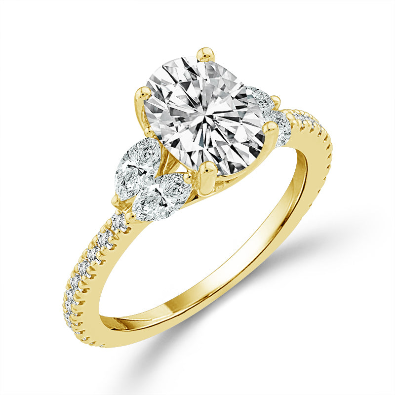 Diamond Engagement Ring 0.75 ct tw Center Oval 14k Yellow Gold