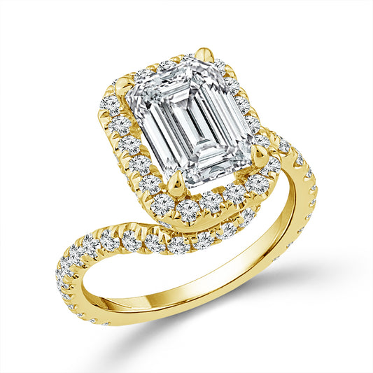 Diamond Engagement Ring 1.20 ct tw Center Emerald 14k Yellow Gold
