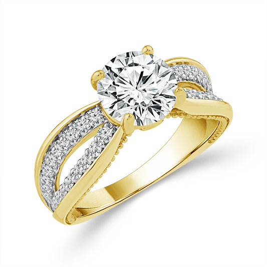 Diamond Engagement Ring 0.50 ct tw Center Round 14k Yellow Gold