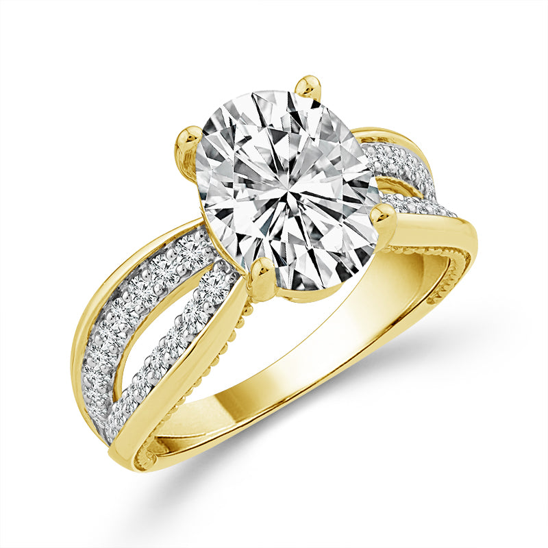 Diamond Engagement Ring 0.50 ct tw Center Oval 14k Yellow Gold