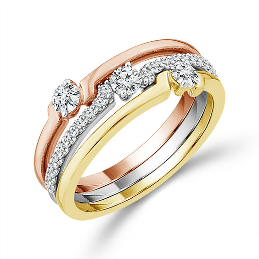 Diamond Band 0.50 ct tw 14k White Gold+14k Yellow Gold+14k Rose Gold