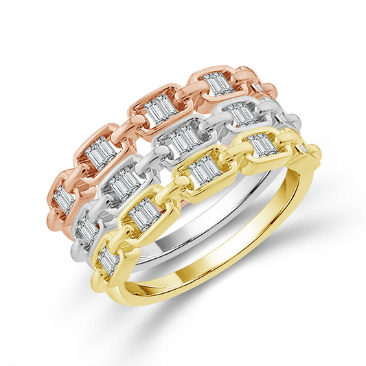 Diamond Band 0.50 ct tw 14k White Gold+14k Yellow Gold+14k Rose Gold