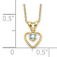 14K Yellow Gold, 3mm Aquamarine Heart Birthstone Necklace