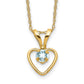 14K Yellow Gold, 3mm Aquamarine Heart Birthstone Necklace