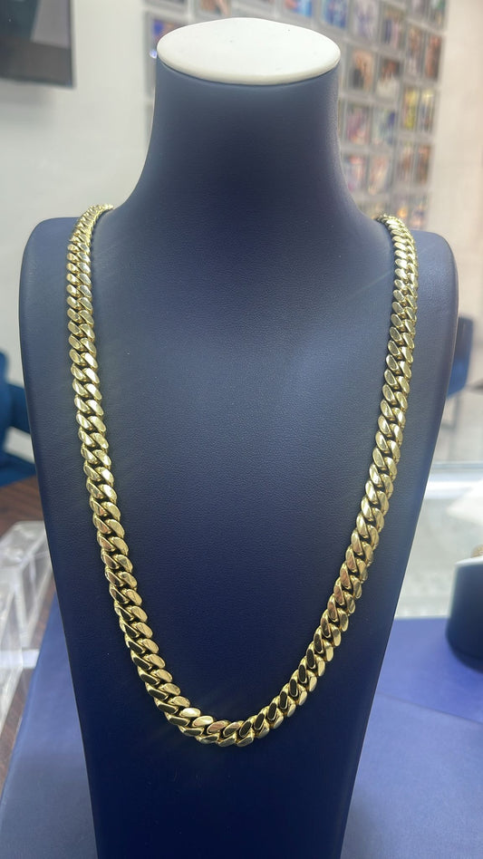 8 mm Cuban Link Chain In 14K Yellow Solid Gold, 20”