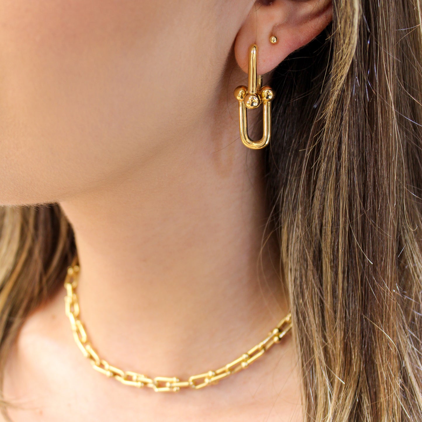 Paper-Clip Necklace & Bracelet Set In 14K Yellow Gold