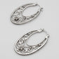 Women's Flower Swirl Hoop Earrings In 14K White Gold