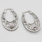 Women's Flower Swirl Hoop Earrings In 14K White Gold