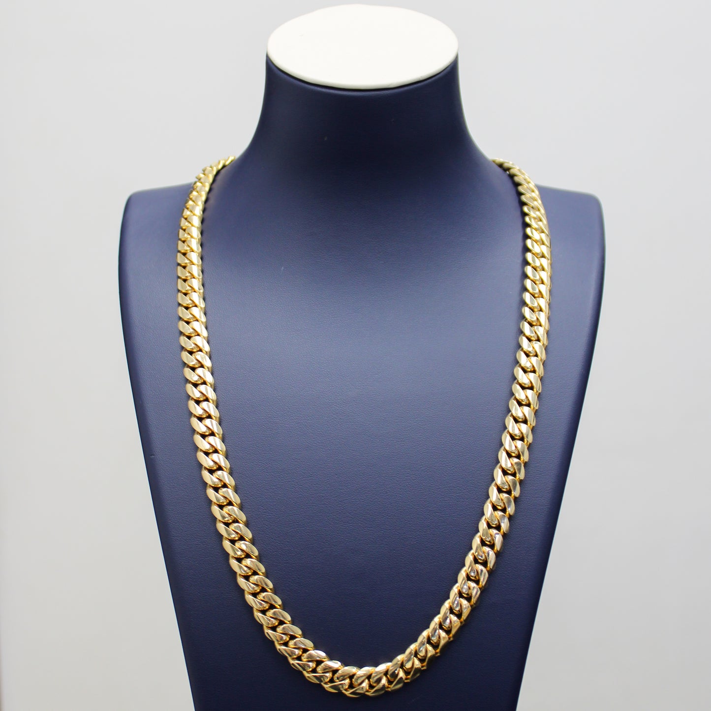 14K Solid Yellow Gold Cuban Link Chain - 11 mm