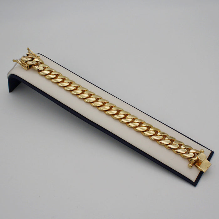 14K Yellow Gold Cuban Link Bracelet 13 mm