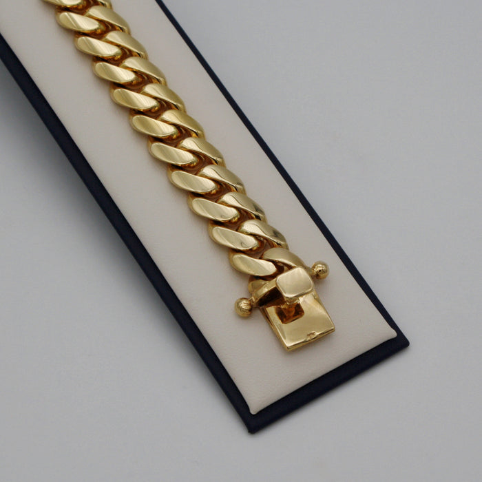 14K Yellow Gold Cuban Link Bracelet 13 mm