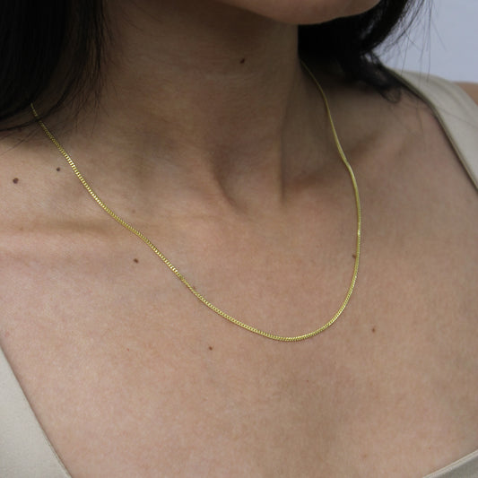 Collar de cadena de eslabones microcubanos de oro amarillo macizo de 14 quilates de 1 mm a 2,5 mm