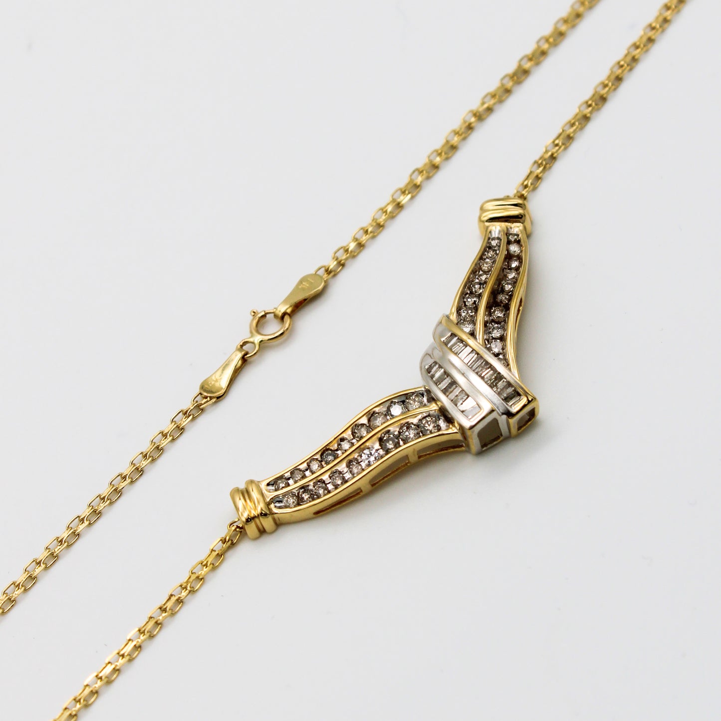 Women's Fancy Italian Style Diamond Necklace In 14K Two-Tone Gold