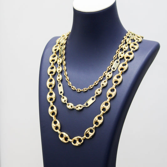 14K Hollow Yellow Gold Puff Mariner Link Chain