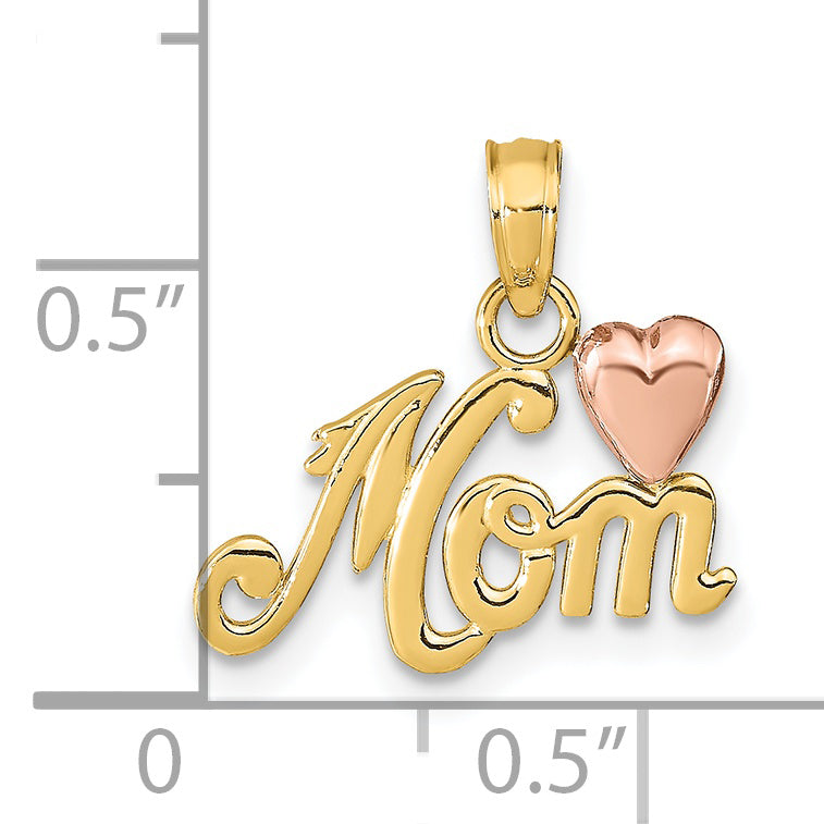 14k Two-tone MOM w/Heart Pendant