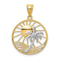 14K Two-tone Sun and Palm Tree Pendant