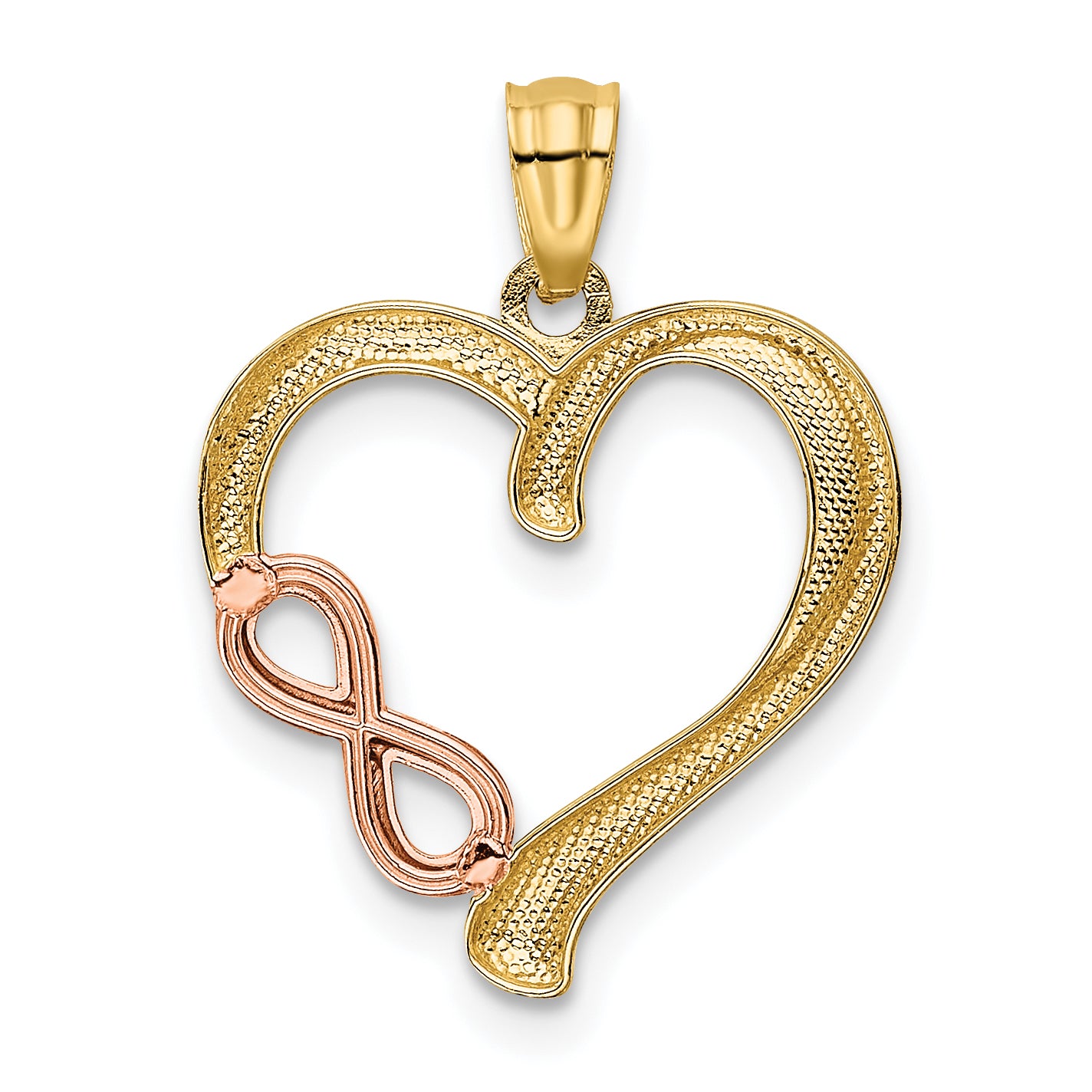 14K Two-tone Polished Infinity Heart Pendant