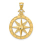 14k Diamond-cut Polished Compass Pendant