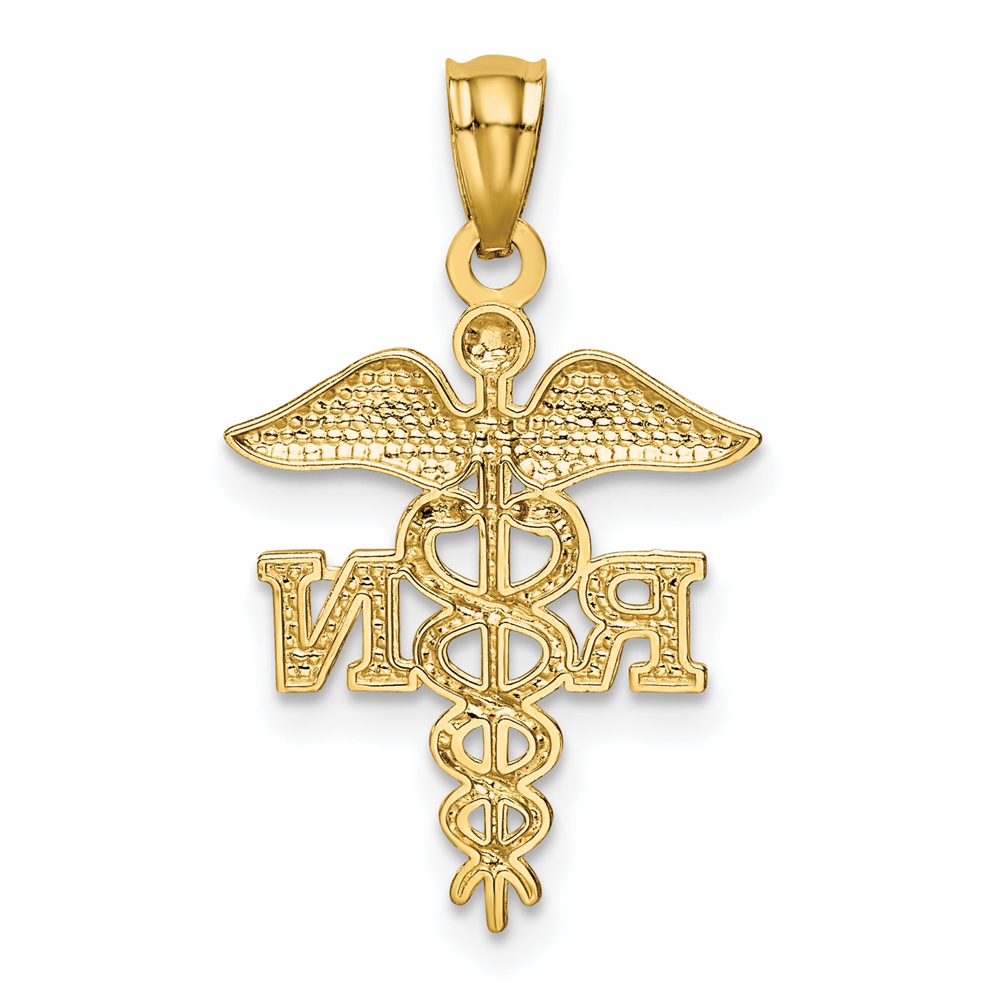 14k Diamond-cut Polished RN Nurse Pendant