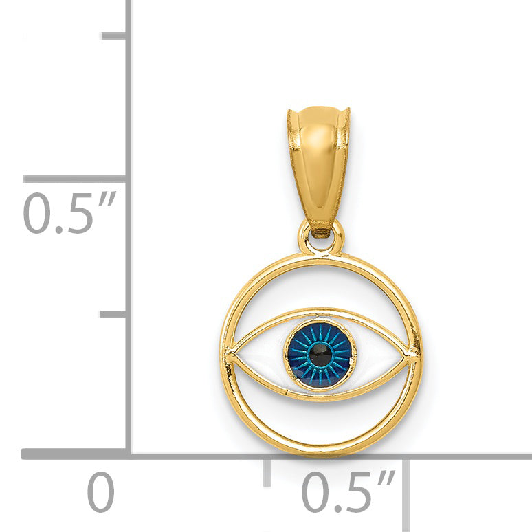 14k Polished Enameled Eye Pendant