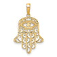 14k & White Rhodium D/C Filigree Evil Eye Hamsa Pendant