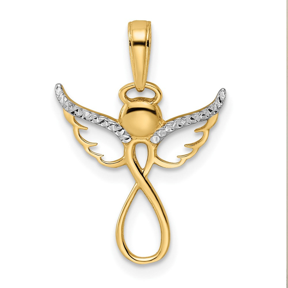 14K w/White Rhodium D/C Infinity Angel Pendant