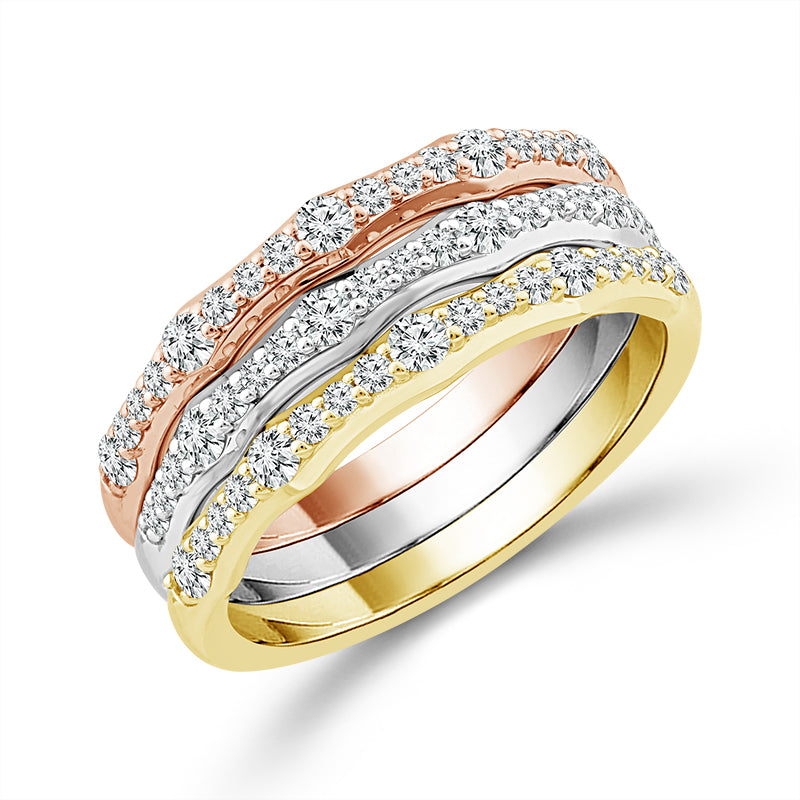 Diamond Band 0.75 ct tw 14k White Gold+14K Yellow Gold+14k Rose Gold