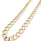 Cadena de oro amarillo hueco de 14 quilates con eslabones cubanoamericanos y talla pavé de diamantes