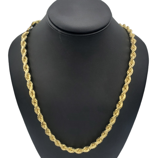 10K Solid Yellow Gold Rope Link Chain