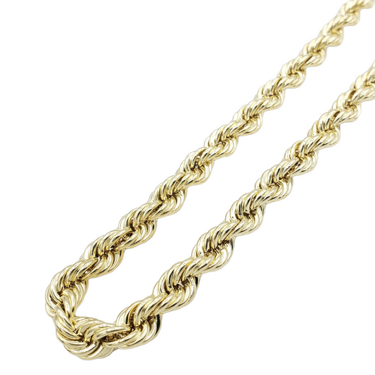 14K Hollow Yellow Gold Rope Link Chain
