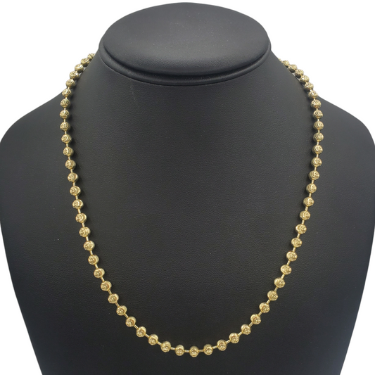 14K Solid Yellow Gold Moon Cut Link Chain