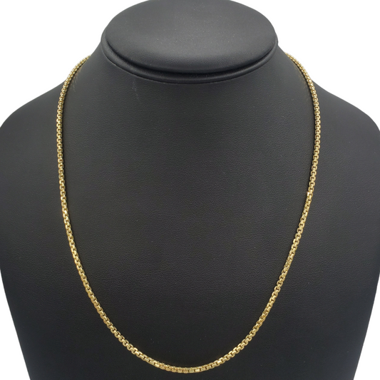 14K Hollow Yellow Gold Box Link Chain