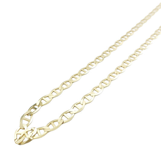 14K Solid Yellow Gold Mariner Link Chain