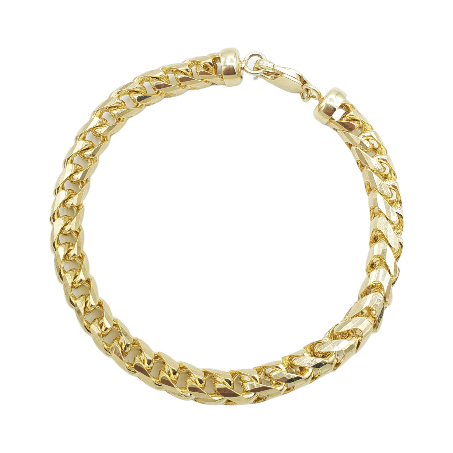 Pulsera de eslabones Franco de oro amarillo macizo de 14 quilates