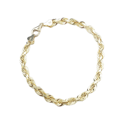 14K Solid Yellow Gold Rope Link Bracelet