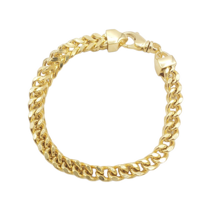 Pulsera de eslabones Franco de oro amarillo hueco de 14 quilates