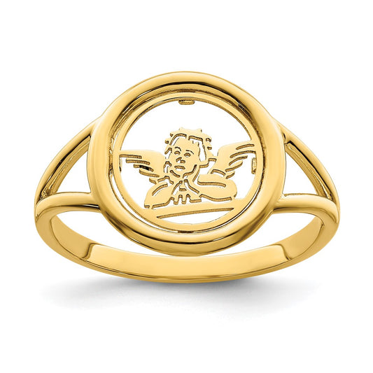 14k Polished Raphael Angel in Circle Ring