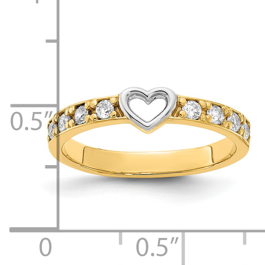 14K & White Rhodium CZ Heart Ring