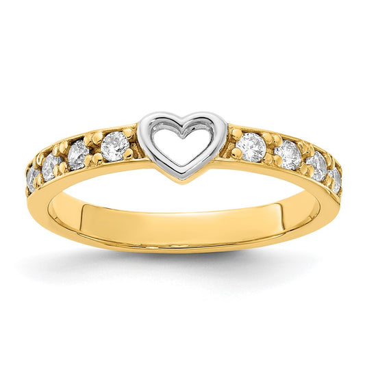 14K & White Rhodium CZ Heart Ring